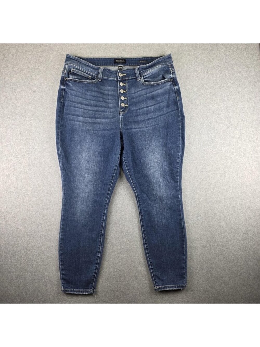 Judy Blue Jeans Womens 20W Skinny Medium Wash Stretch Plus Size Button Fly Denim